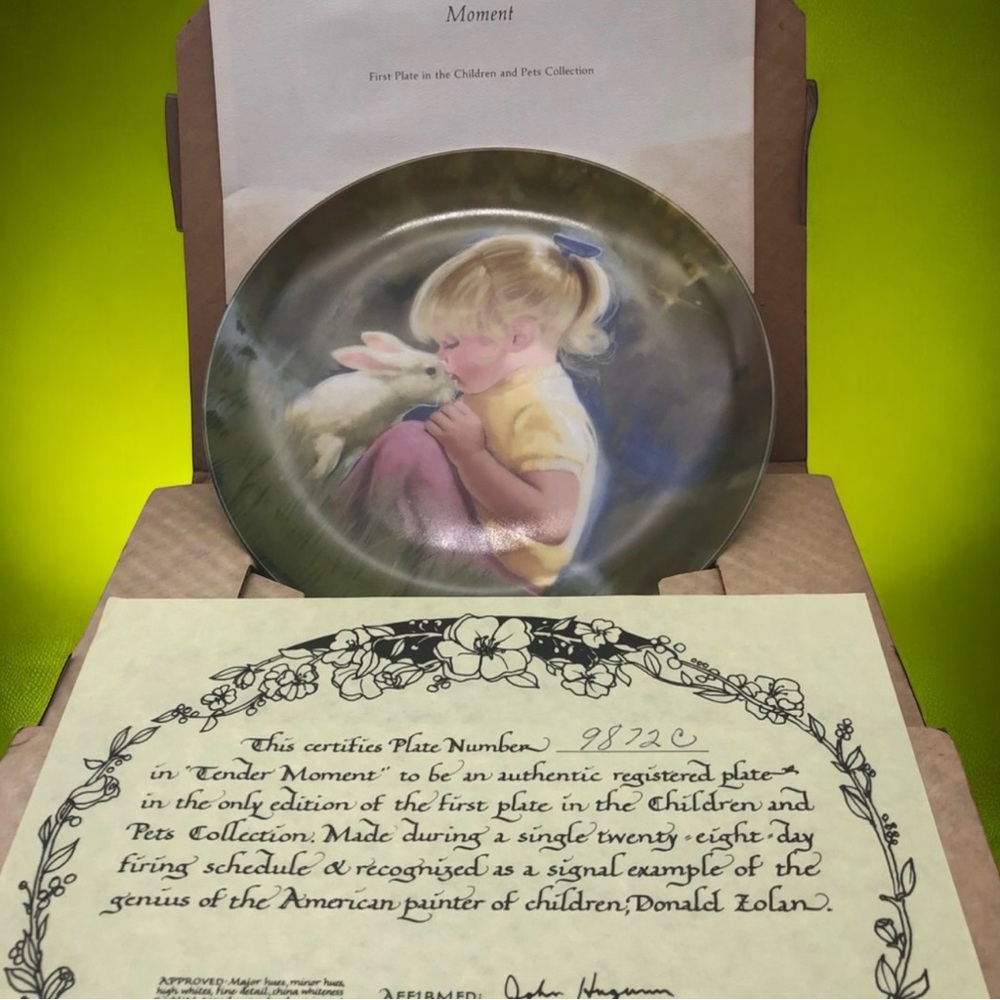 Children & Pets, Donald Zolan Hand Painted Collector’s Plate, Child Themed Decor - Picture 8 of 9